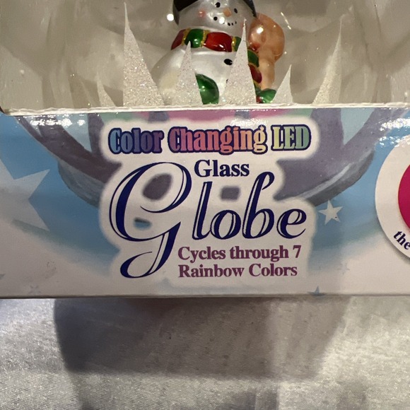 New- Snowman Glass Globe Ornament Color Changing Led Cycles  7 Colors Gerson - Picture 9 of 10